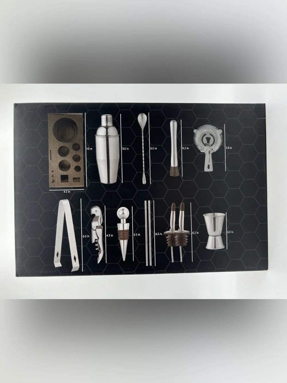 Lucky Street 14-Piece Stainless Steel Cocktail Shaker Set with Bamboo Stand